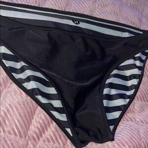 lululemon athletica Black and Gray Striped Bikini Bottom Reversible